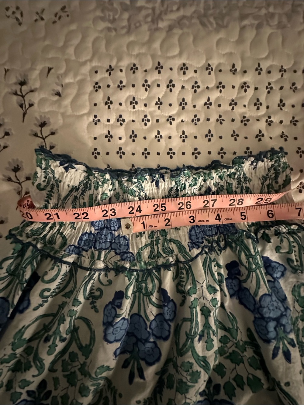 CHARLESTON SHOE CO. White Maxi Skirt with Blue & Green Floral Print - Picture 5 of 9